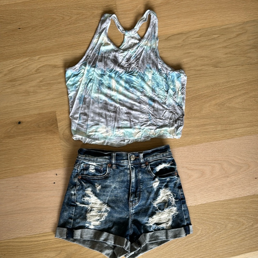 American Eagle Jean Shorts, Justice Tank Top & Jessica Simpson Navy Blue Shorts